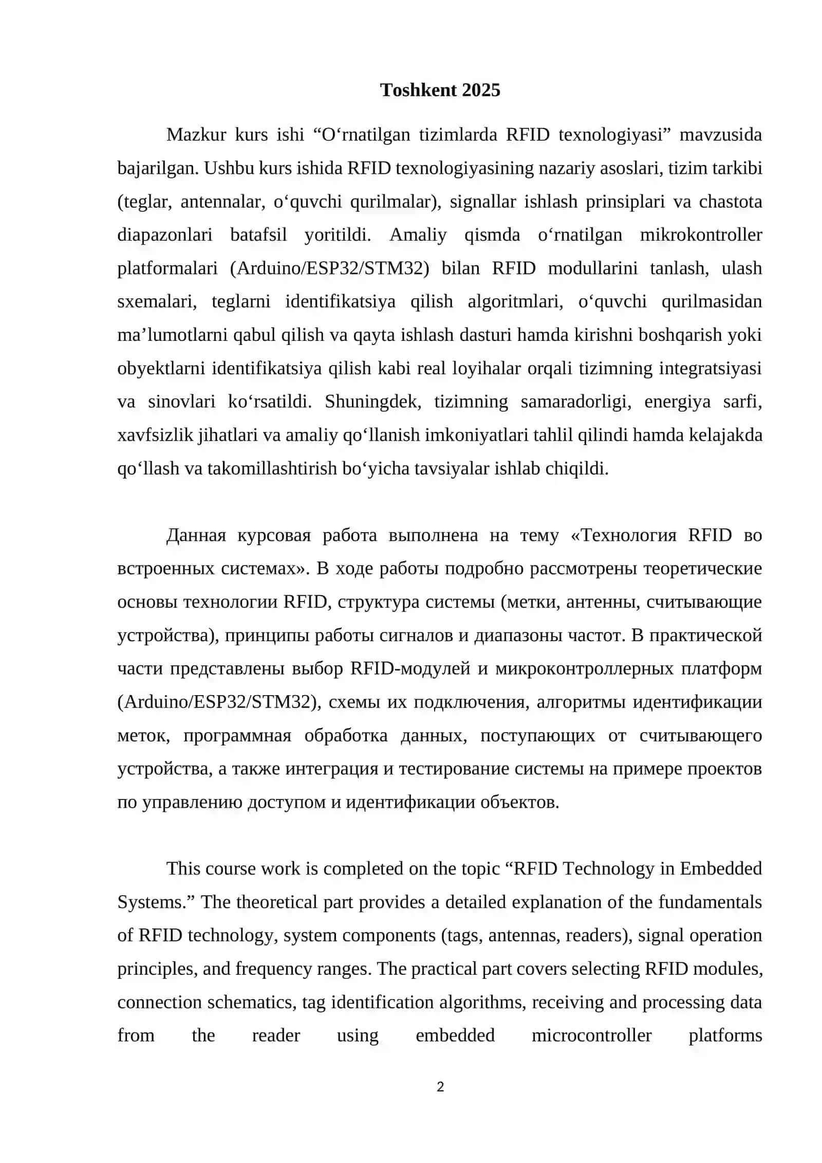 TIZIMLARDA RFID TEXNOLOGIYASI 2
