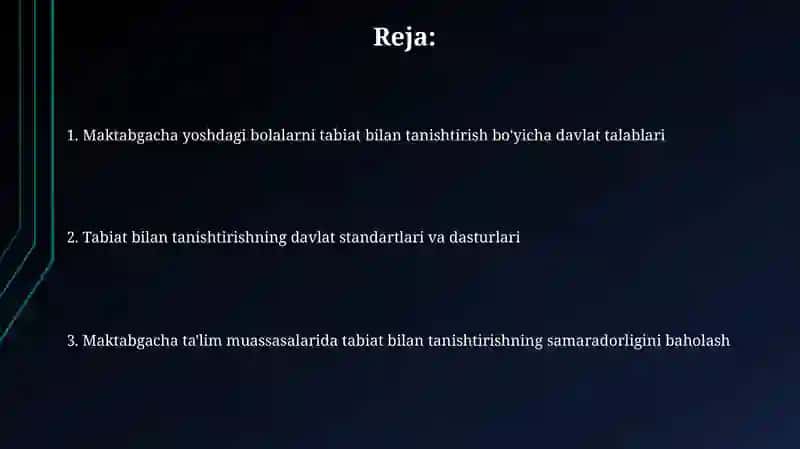 Maktabgacha yoshdagi bolalarni tabiat bilan tanishtirishga qòyiladigan davlat talablari 2