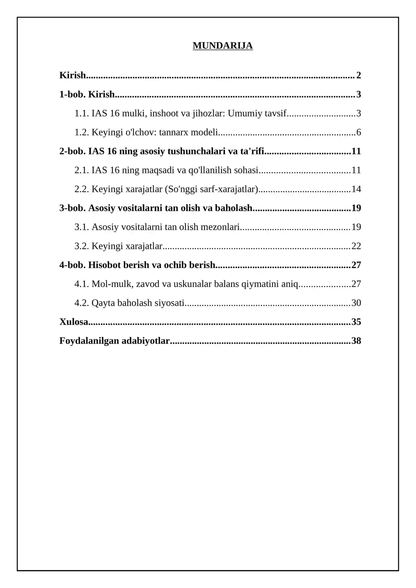 Asosiy vositalar hisobi nomli 5-bhms va uning mazmuni 2