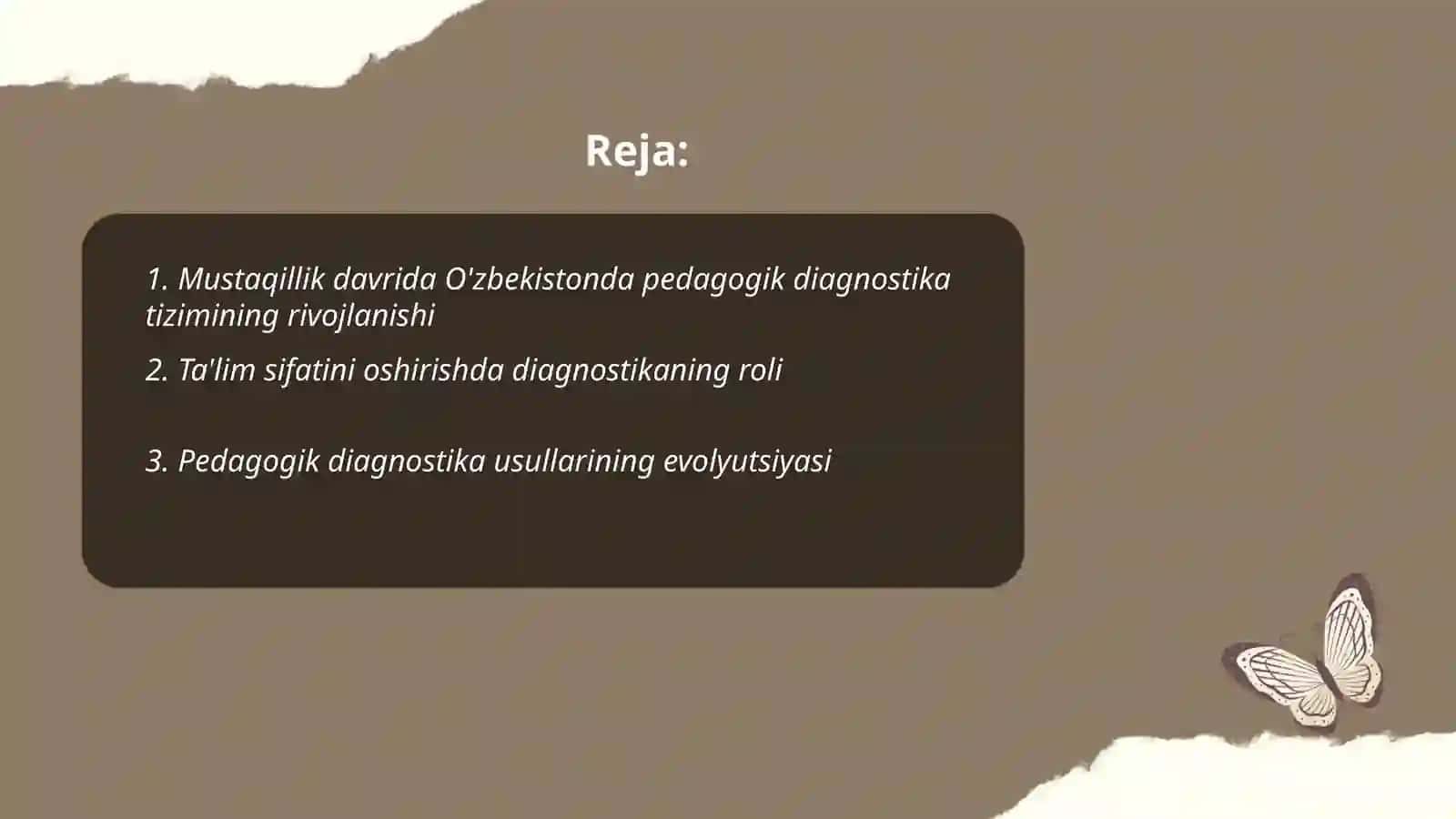 O'zbekistonda mustaqillik yillarida pedagogik diagnostika sohasida amalga oshirilgan ishlar va ularning natijalari Abdukarimova Mubina 2