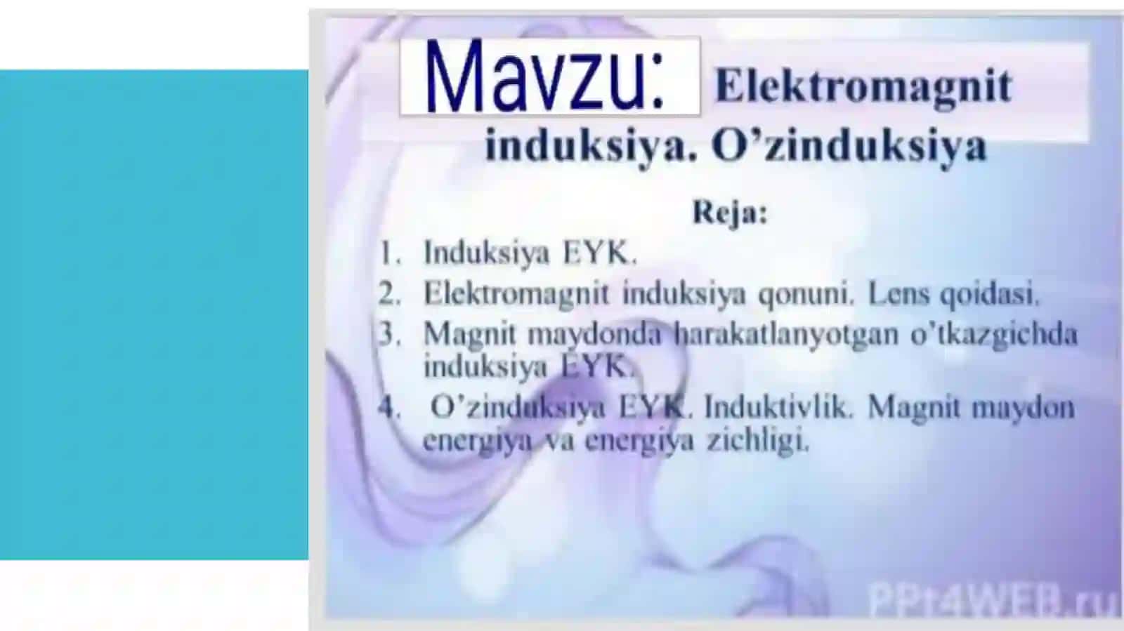 Fizika fanidan tayyorlagan taqdimoti ishi 2