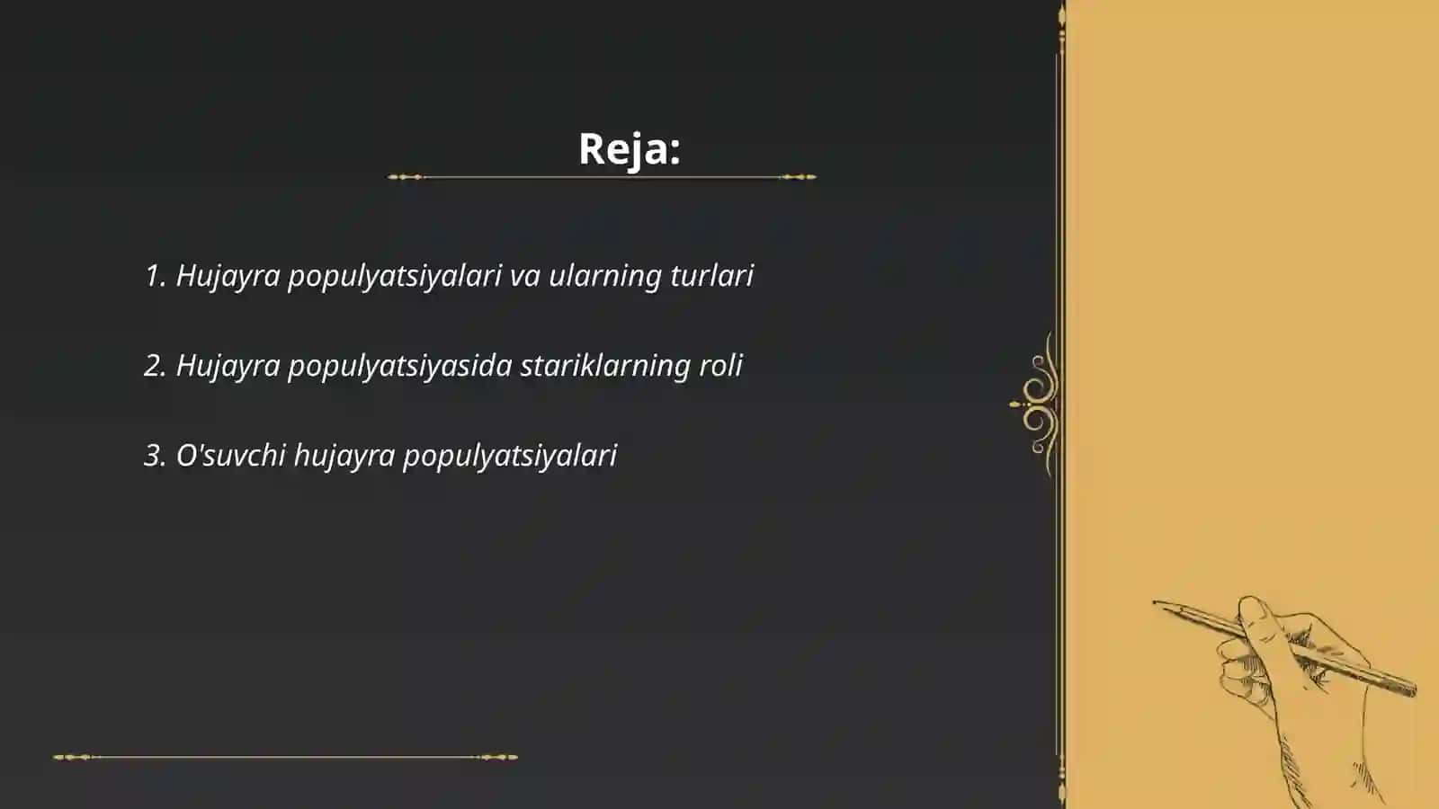 Hujayra populyatsiyalarining turlari: starik, o'suvchi, yangilanuvchi 2