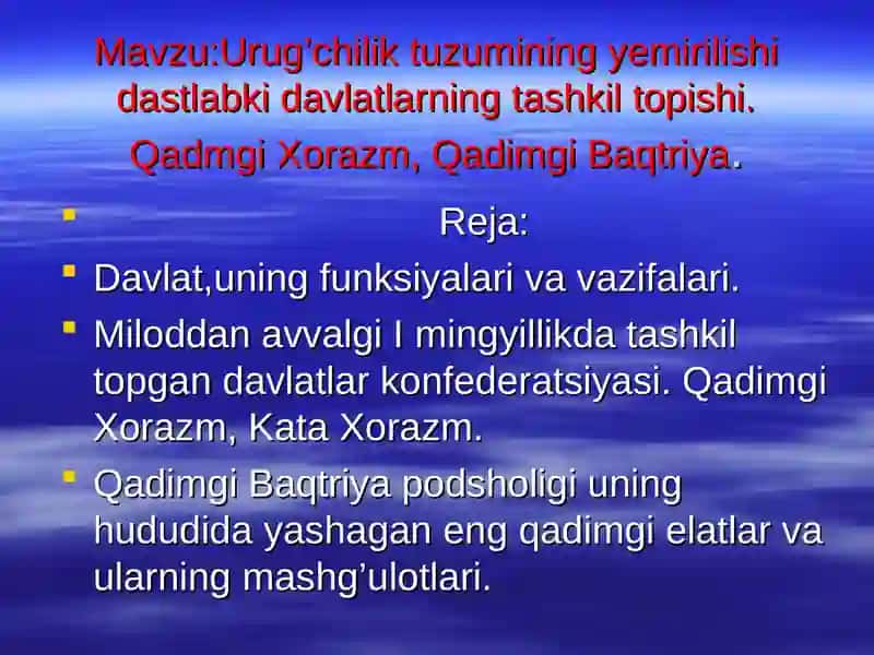 O’zbekiston xalqlari tarixi fanidantaqdimoti 2