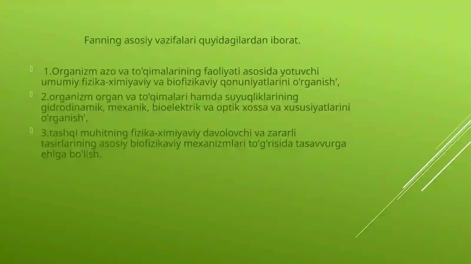 Tibbiyottexnika sinini maqsadi va vazifasi ni o'rganish 2