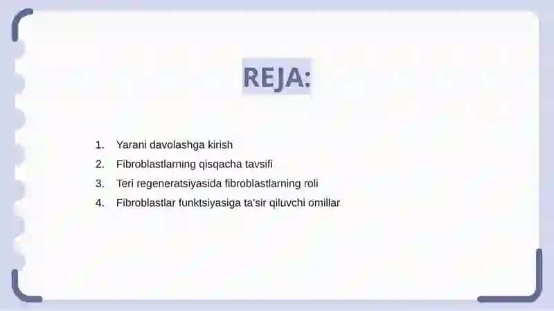 Fibroblastlar va jarohatning bitishi 2