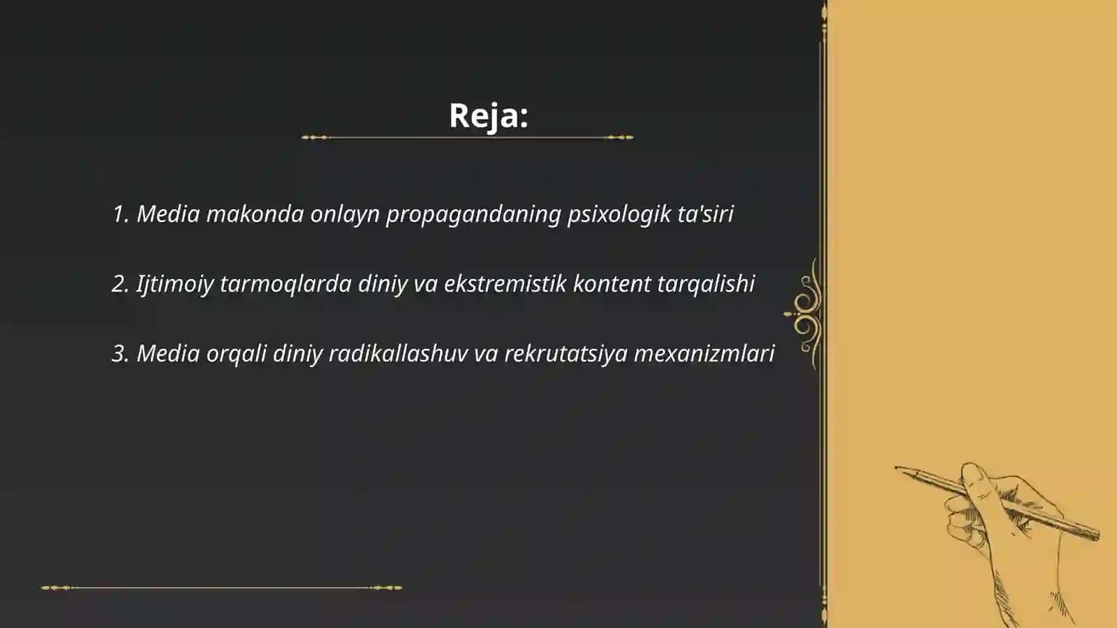 Media Makonda Psixologik, Diniy va Madaniy Tahdidlar 2