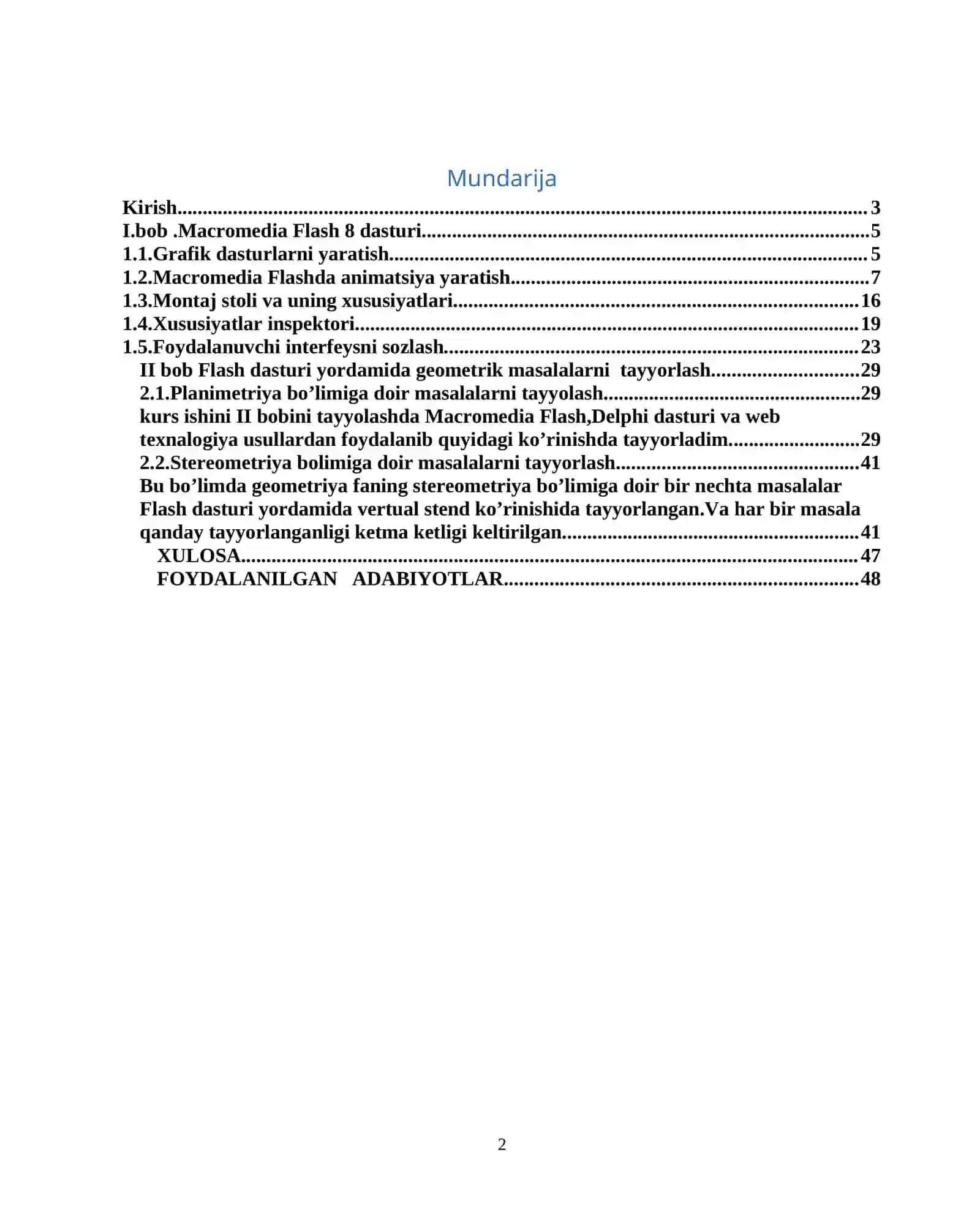 TA’LIMDA AXBOROT TEXNOLOGIYALARI FANIDAN “Macromedia Flash dasturi yordamida virtual labaratoriya” 2