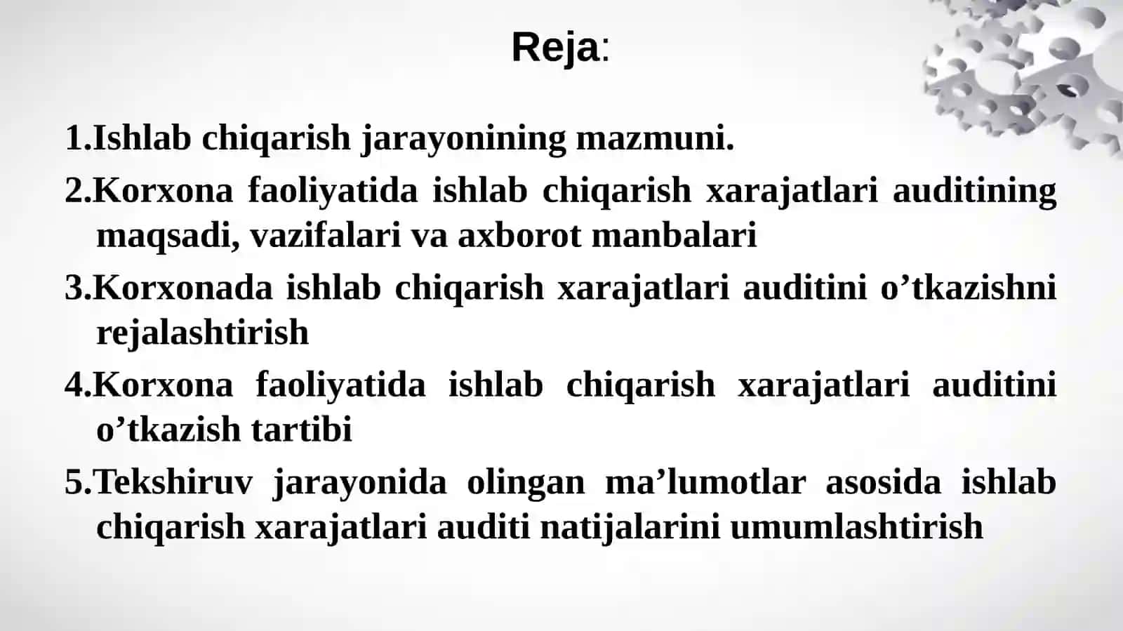 Audit 2 Audit Ishlab chiqarish jarayoni auditi 2