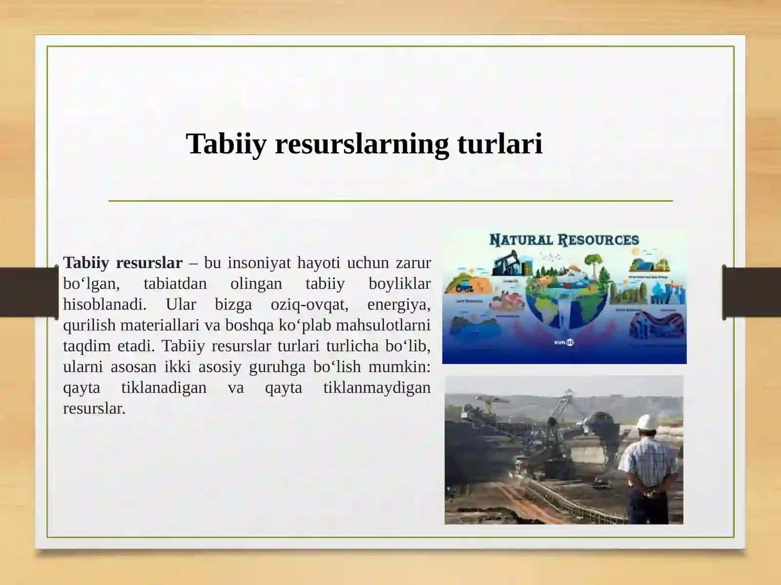Tabiiy resurslardan oqilona foydalanish asoslari 2