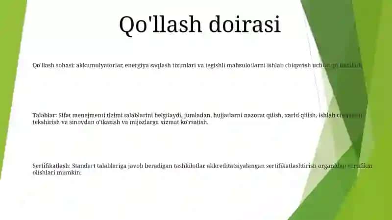 Akkumulyatorlar Ishlab Chiqarish Standarti 2