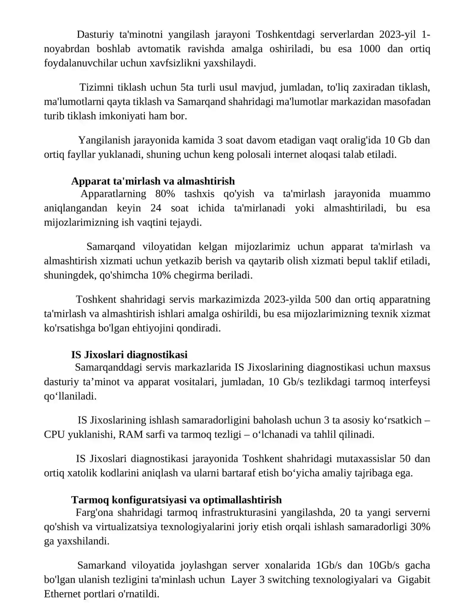 Of is jixoslariga texnik xizmat korsatish 2