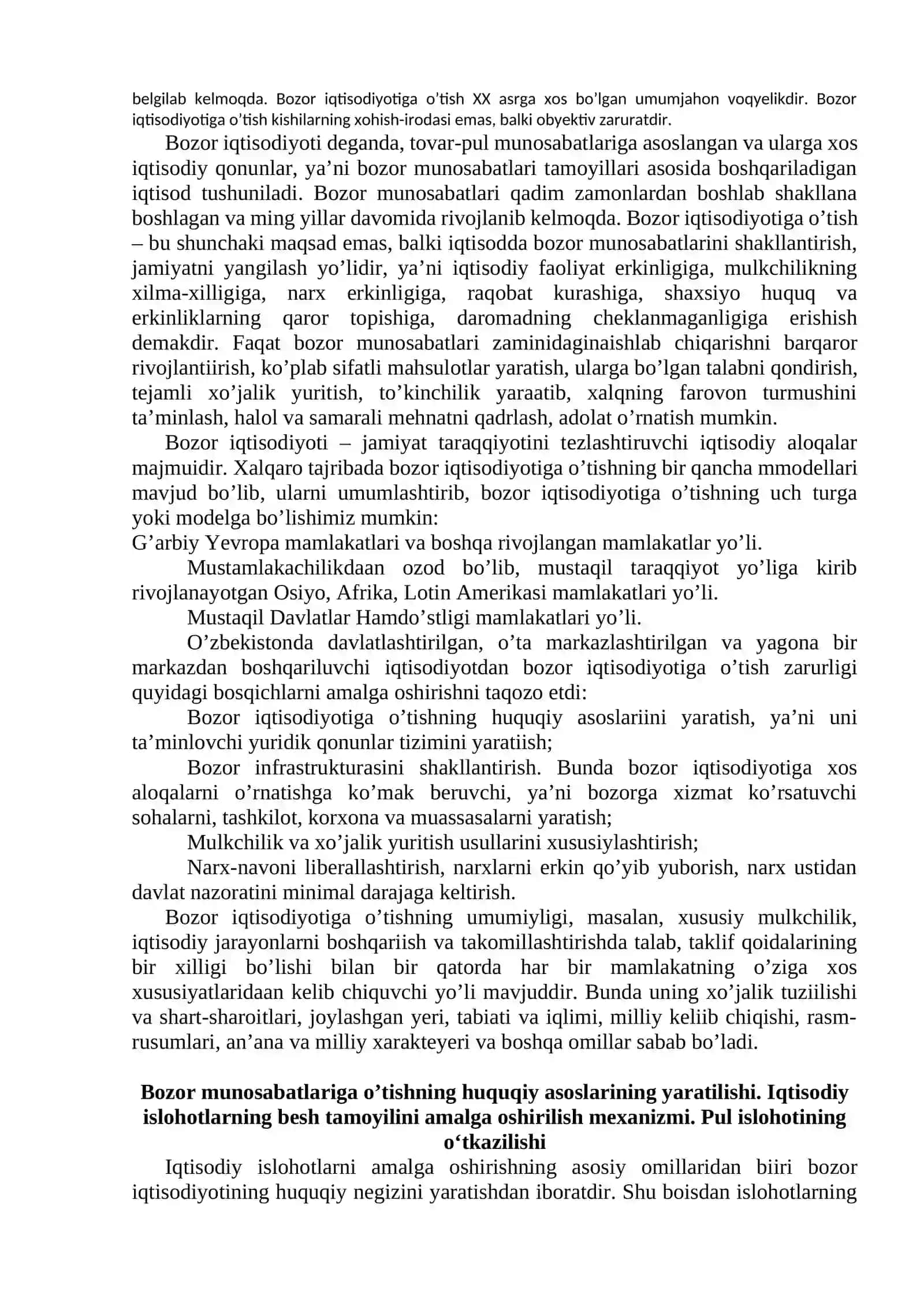 IQTISODIY ISLOHOTLAR, XUSUSIY MULKChILIKNING ShAKLLANIShI 2