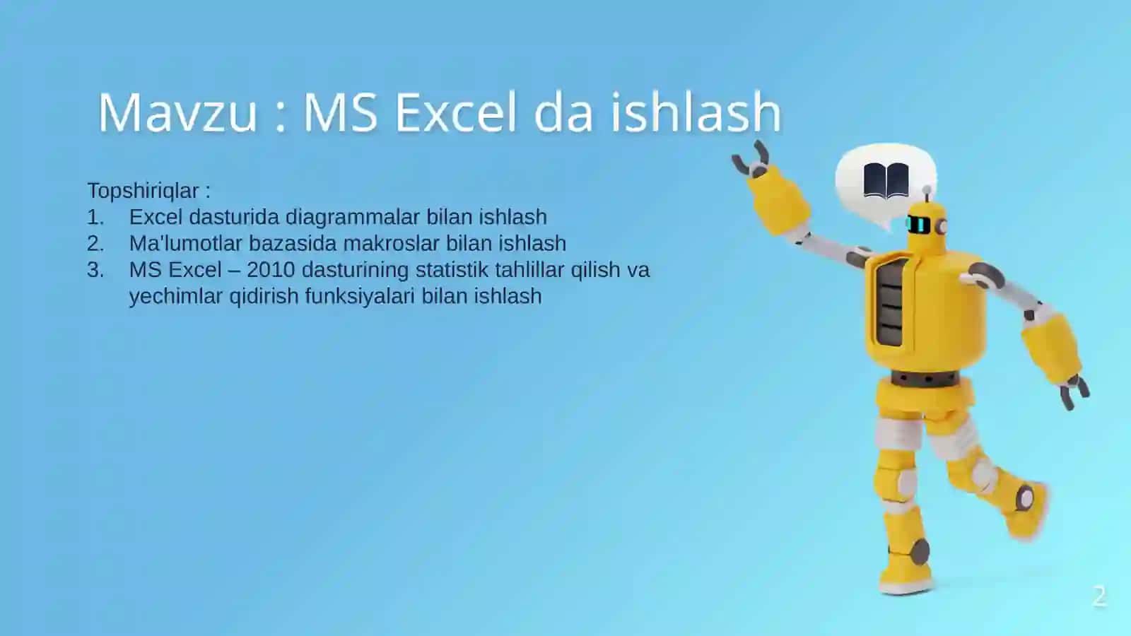 MS Excel da ishlash 2