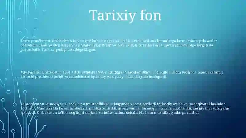 O‘Zbekistonning Istiqlol Va Taraqqiyot Yo‘Li 2