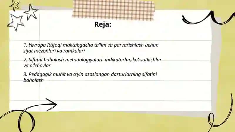 Yevropa Ittifoqi maktabgacha taʼlim va parvarishlash sifat mezonlari va ramkalari 2