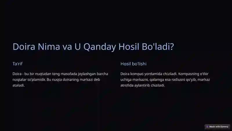 Matematikada Doira Shakli 2