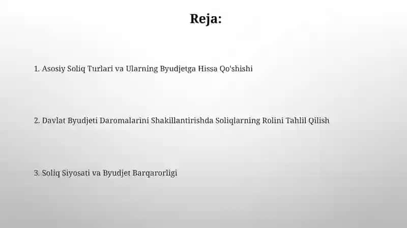 Davlat byudjeti soliqlarining ahamiyati 2