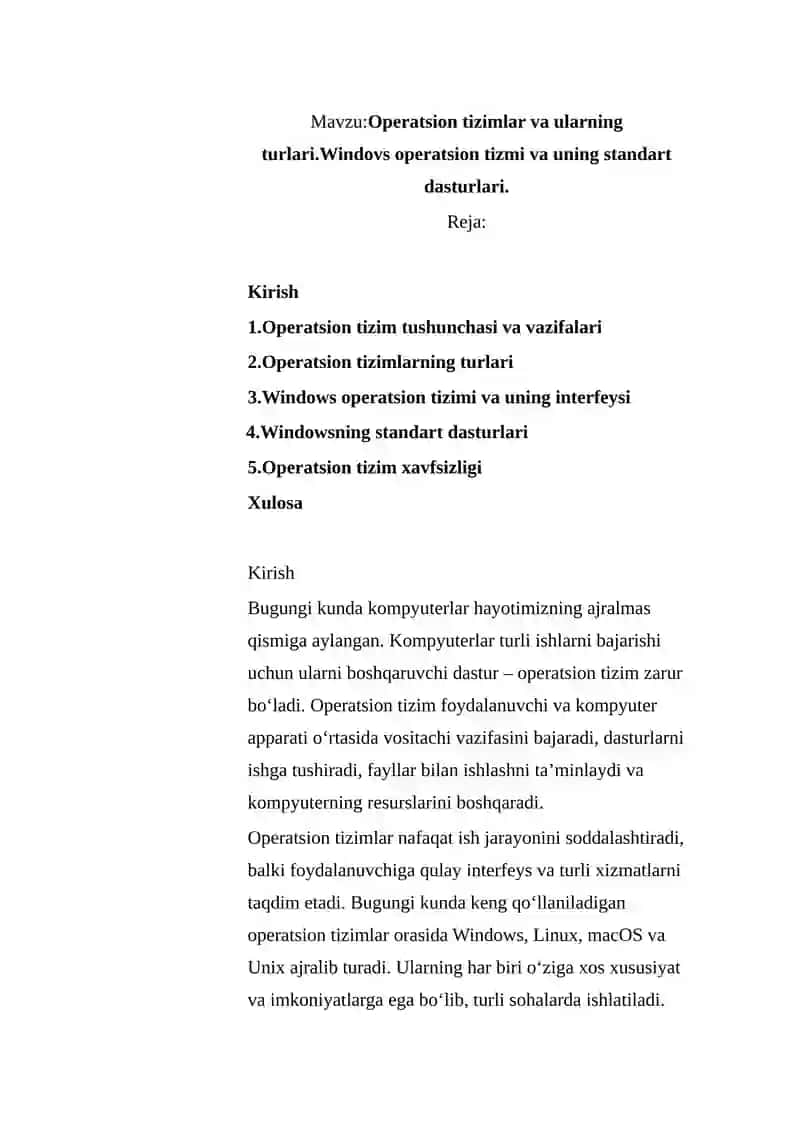 Operatsion tizimlar va ularning turlari 2