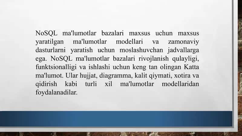 NoSQL malumotlar bazasi bilan ishlash 2