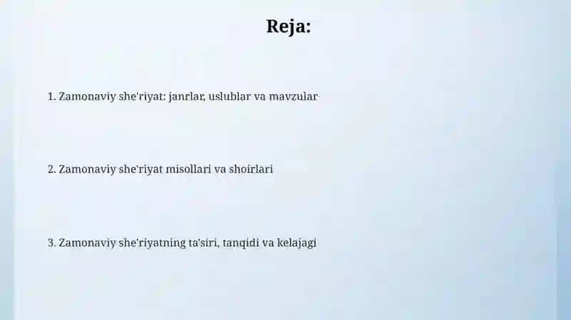 Zamonaviy she'riyat 2
