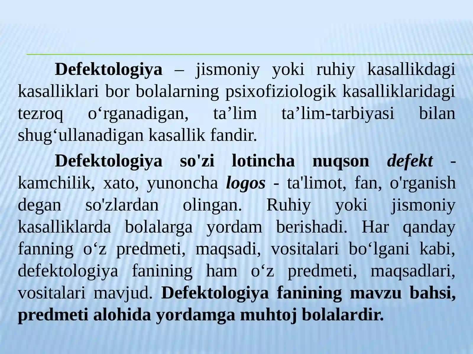 DEFEKTOLOGIYAFANI, UNING PREDMETI,MAQSAD VAVAZIFALARI 2