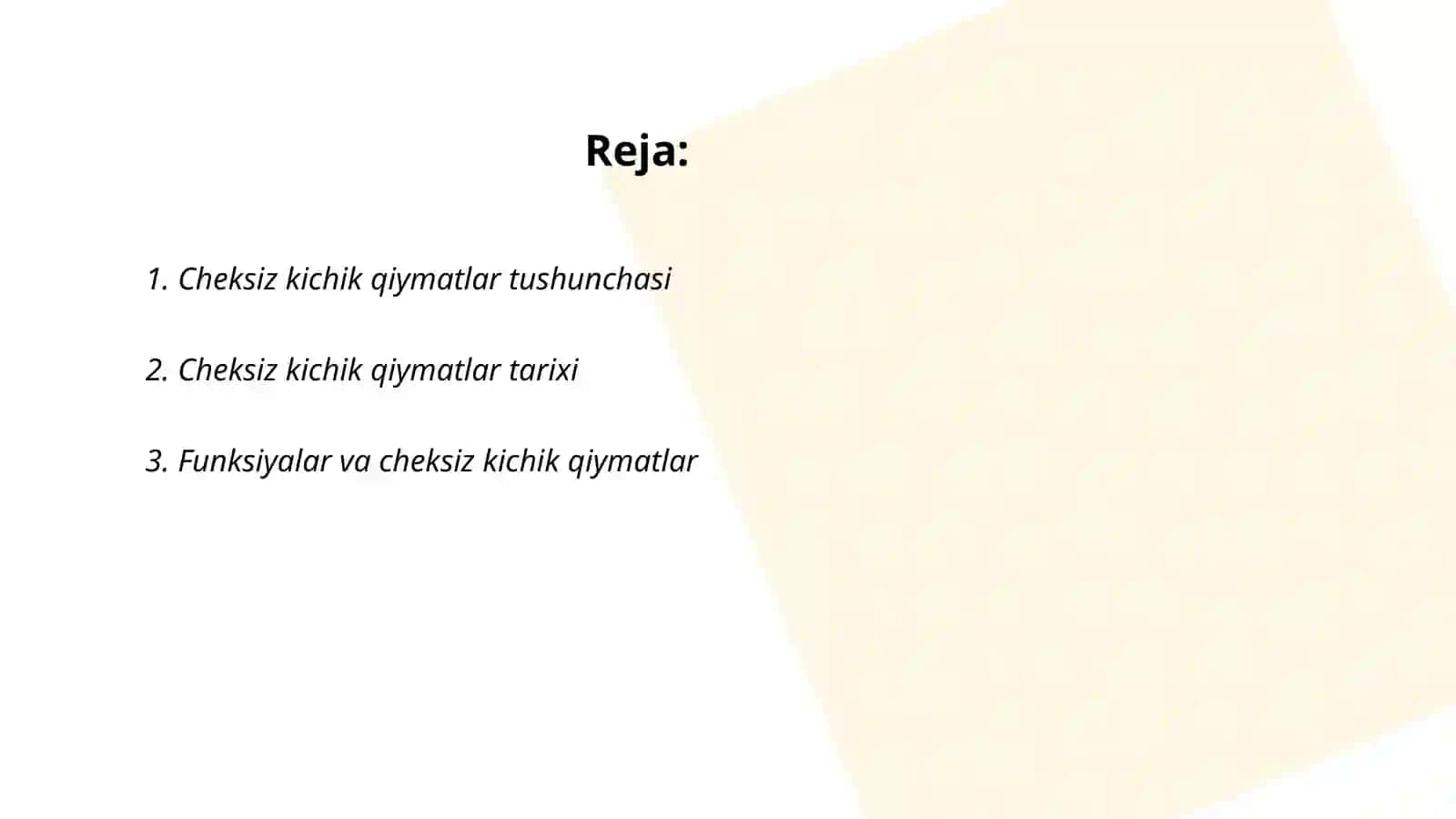 Cheksiz kichik qiymatlar muammosi 2