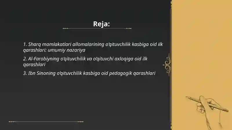Sharq mamlakati allomalarining o‘qituvchilik kasbiga oid ilk qarashlari 2