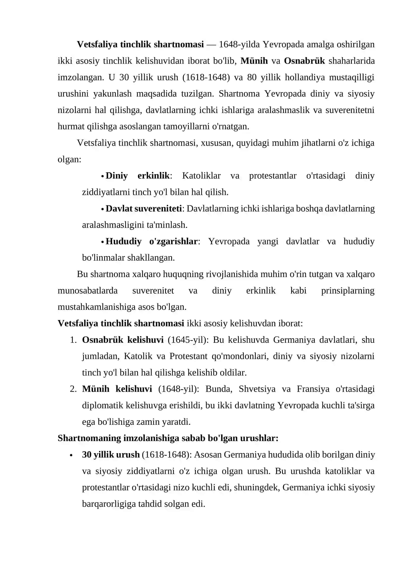 Vetsfaliya tinchlik shartnomasi va uning xalqaro munosabatdagi ahamiyati 2