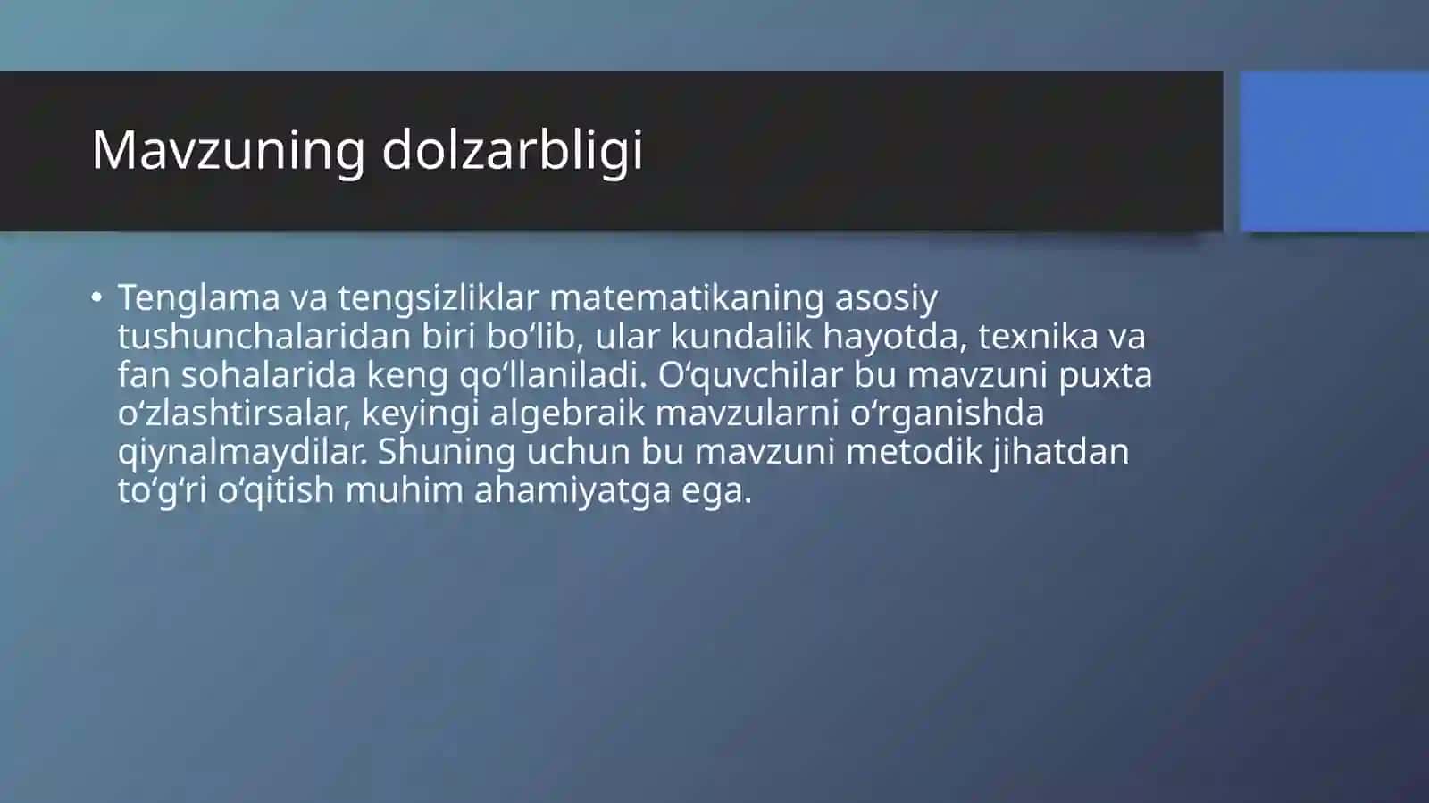 Tenglama va Tengsizliklar 2