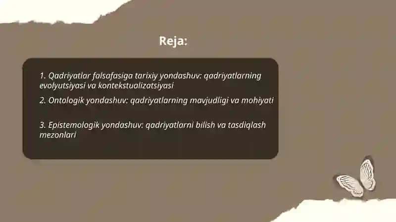 Qadriyatlar falsafasi: Qadriyatlar tabiati va mohiyatini tushunishga nisbatan yondashuvlar 2