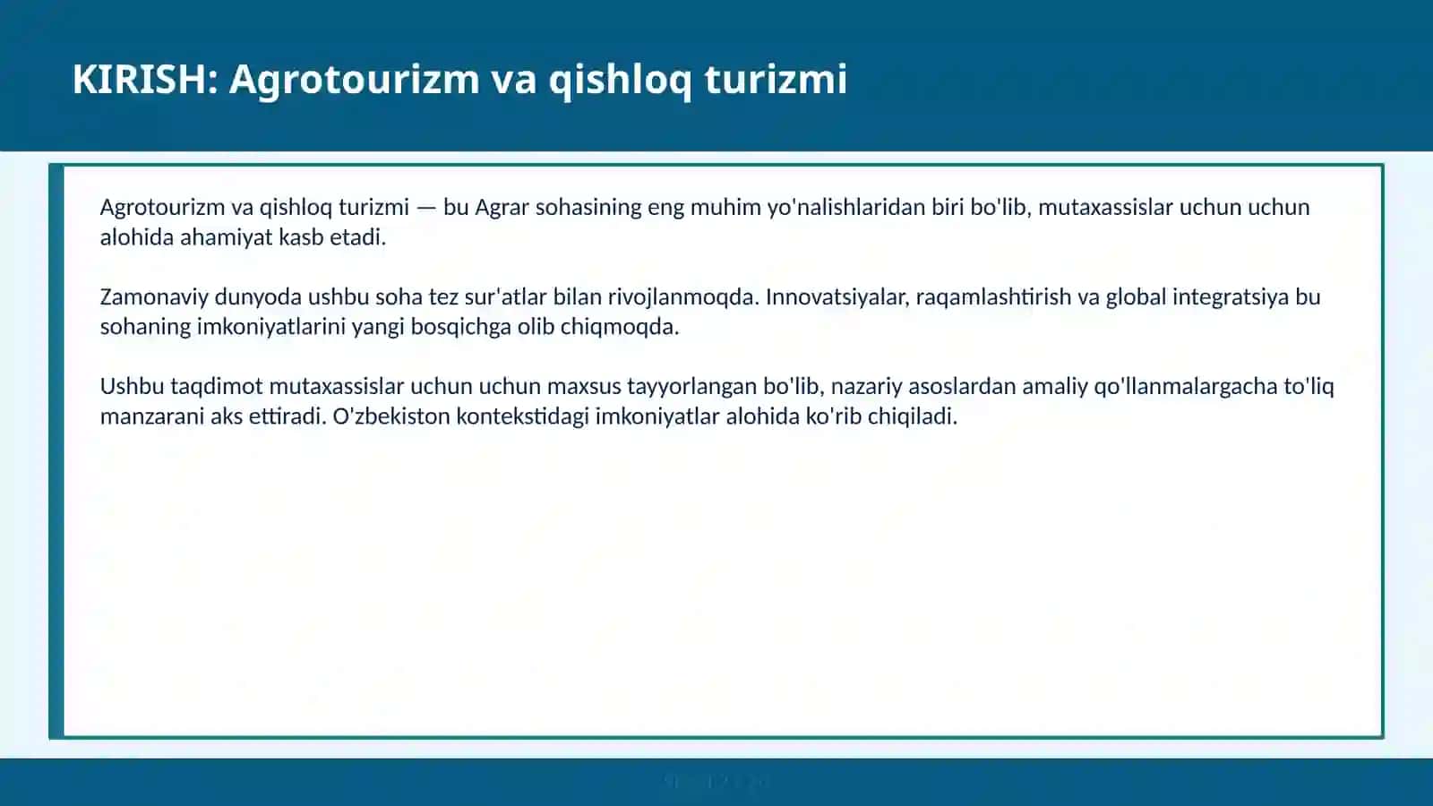 Agrotourizm va qishloq turizmi 2