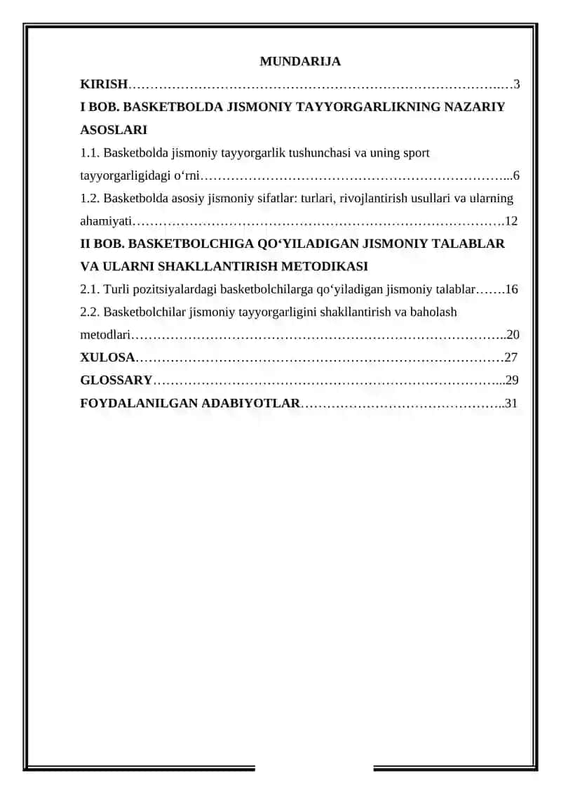 Bassketbolda Jismoniy tayyorgarlikning ahamiyati va sportchiga qo'yiladigan talablar 2