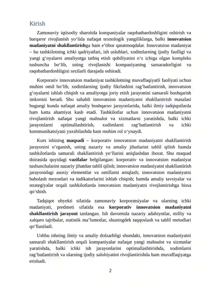Korporativ innovatsion madaniyatni shakllantirish 2