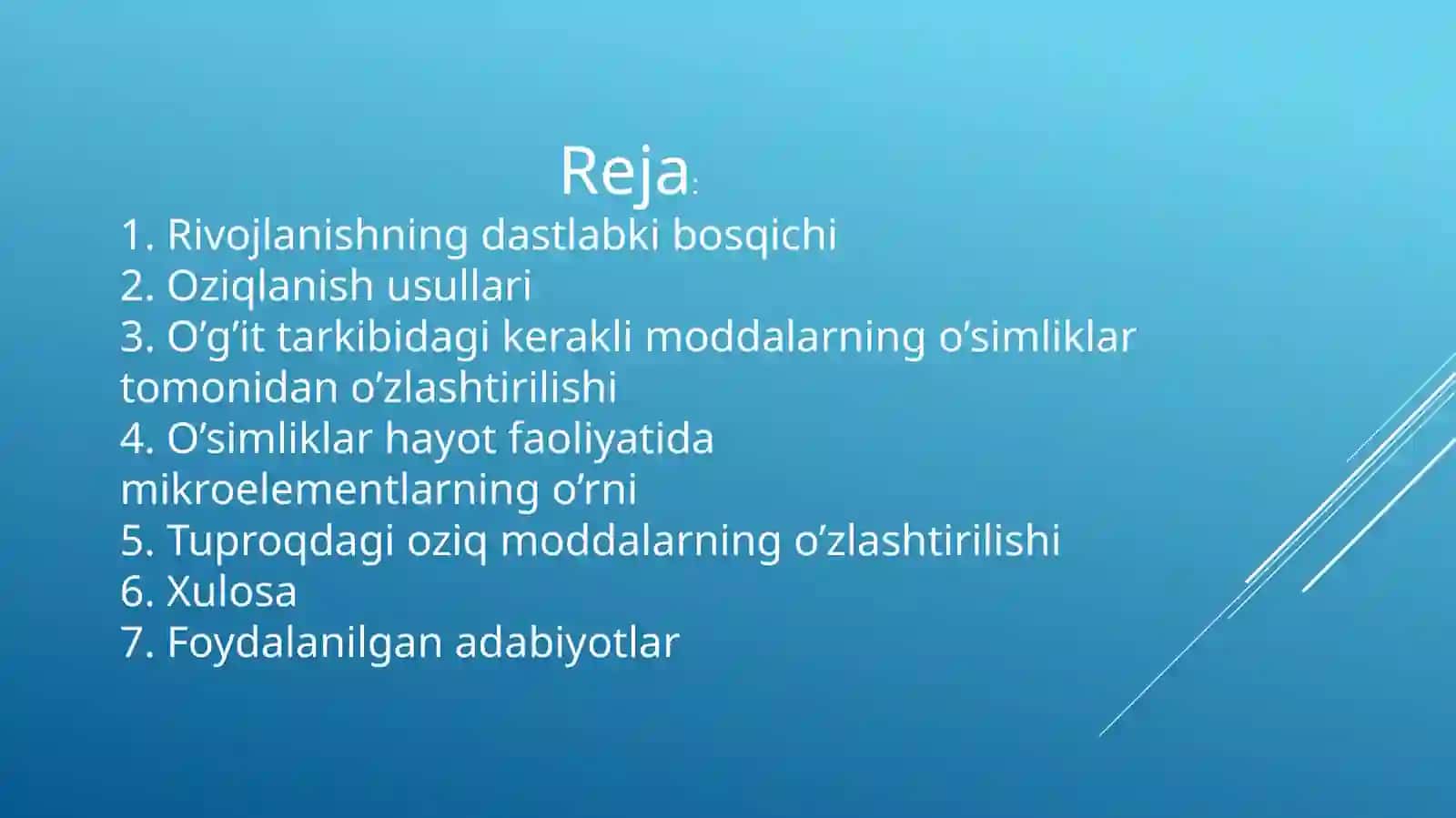 Biologiya Agrokimyo va agrotuproqshunoslik yo’nalishi 2