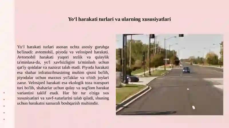 Yoʻl harakati harakteristikasi 2
