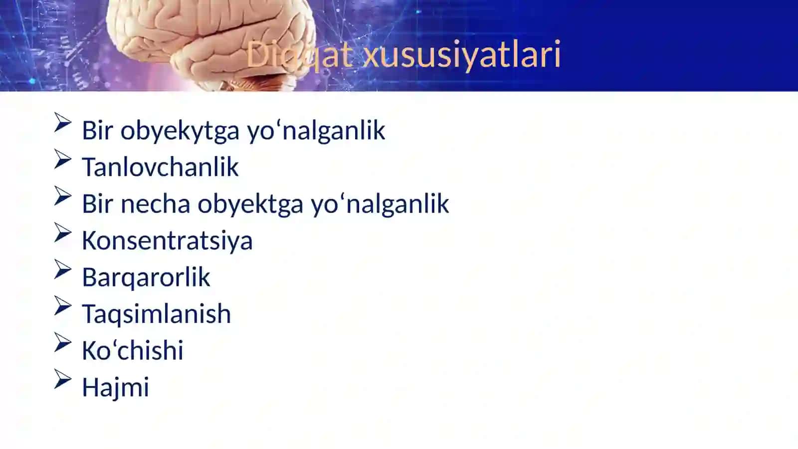 Diqqatning neyrofiziologik xususiyatlari va onto'gez dao'zgarishi 2