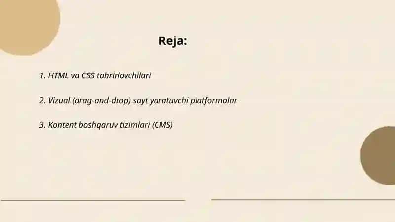 Web saytlar yaratishga yoʻnaltirilgan dasturiy taʼminotlar 2