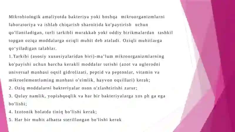 Sof kultura ajratib olish usullari 2