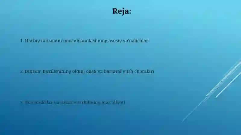 Xarbiy intizomni mustahkamlash borasidagi tarbiyaviy ishlar 2