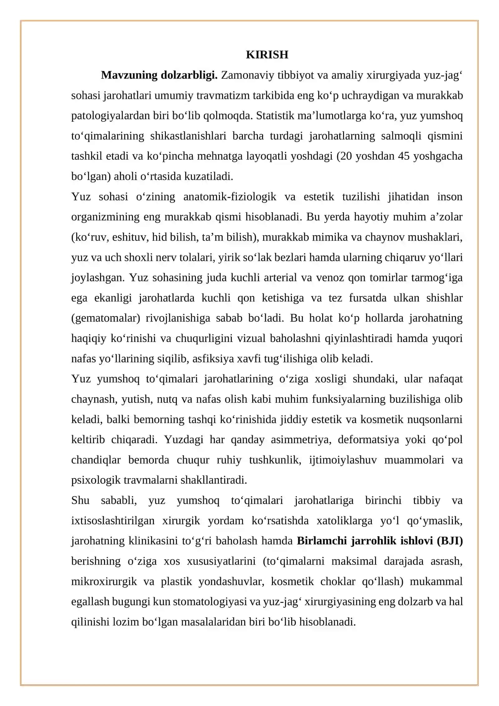 YUZ YUMSHOQ TO`QIMALARI JAROHATLARINI KLINIKASI VA YUZ YUMSHOQ TO`QIMALARI JAROHATLARIGA BIRLMACHI JARROHLIK ISHLOVI XUSUSIYATLARI 2