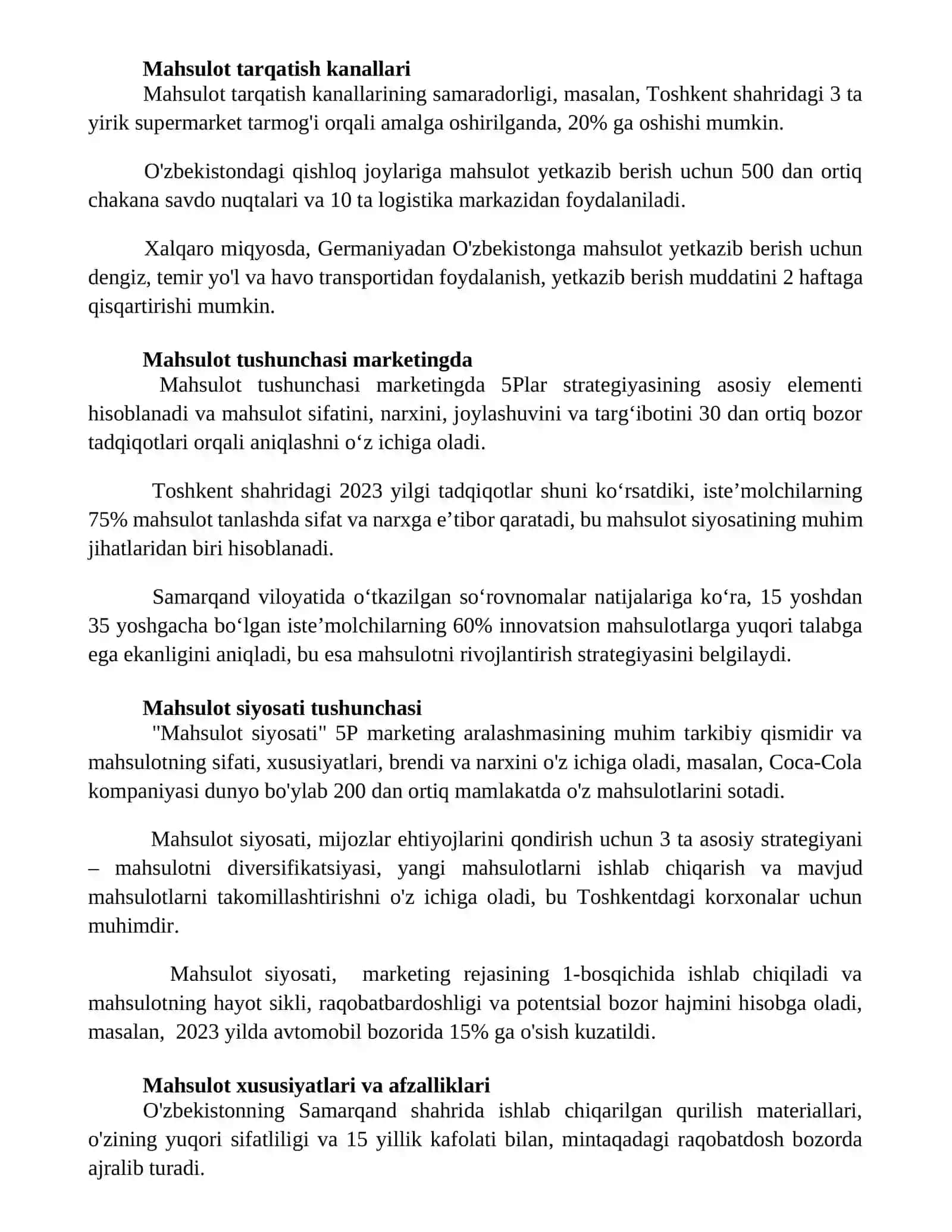 Marketingda tovar tushunchasi mahsulot siyosati va uning roli 2