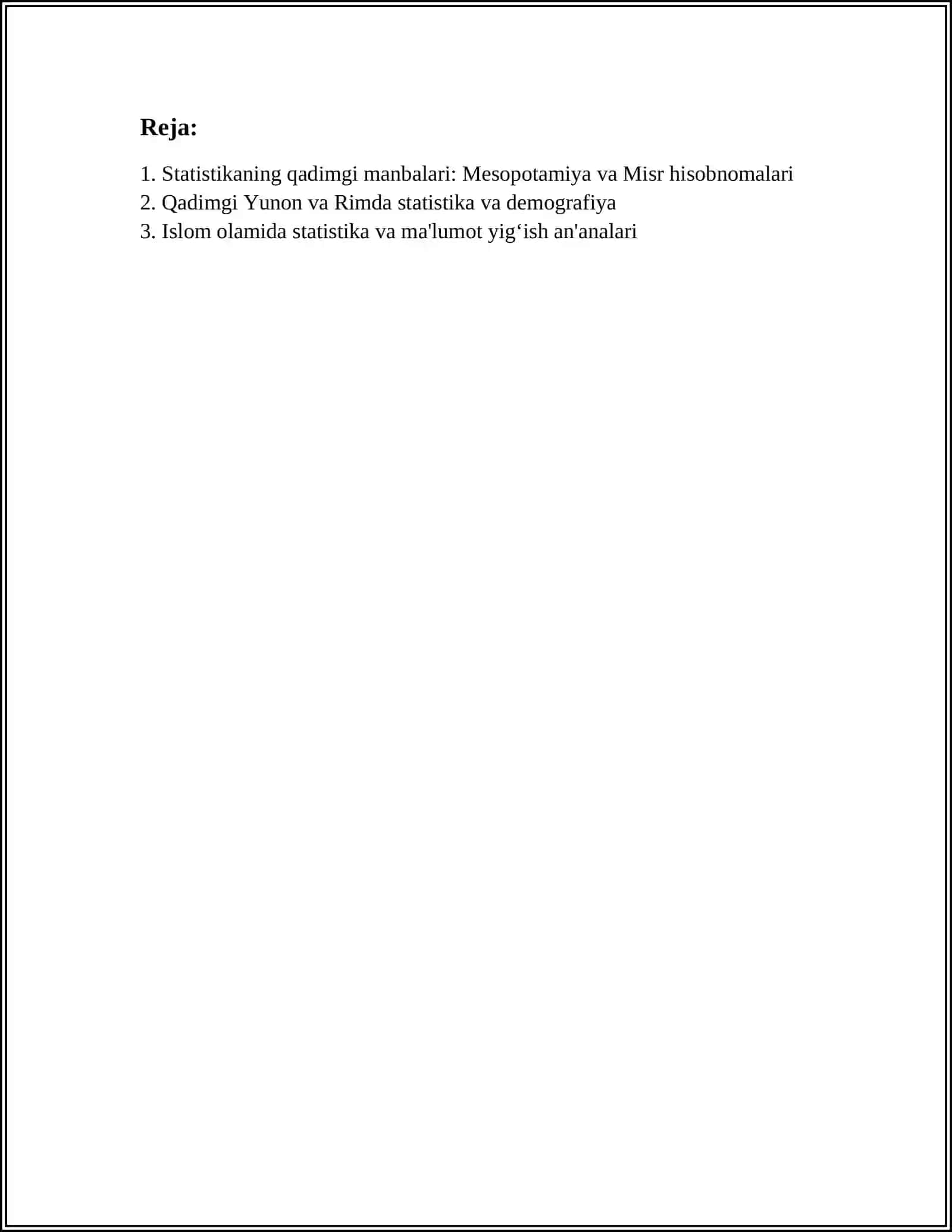 STATISTIKANING RIVOJLANISH TARIXI 2
