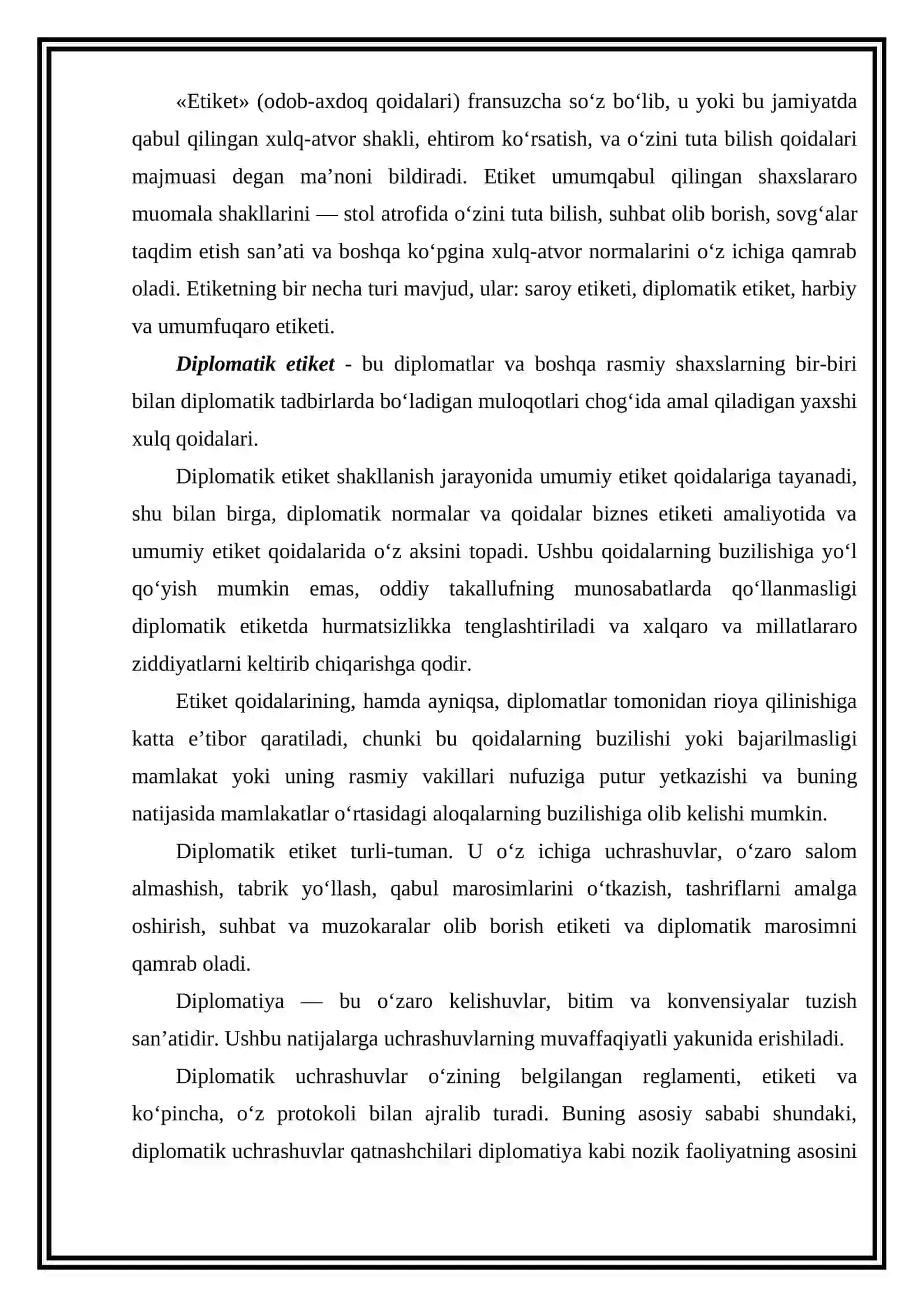 Diplomatik etiket 2