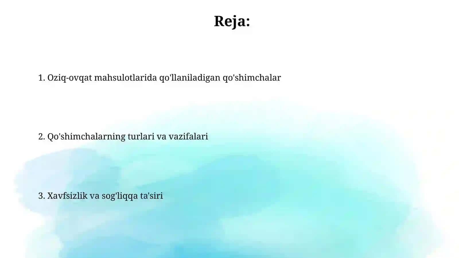 Oziq ovqat mahsolotlarin ishlab chiqarishda foydalanoytgan oziqa qushimchasi 2