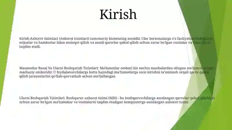 Maumotlar Bazai Va Ularni Boshqarish Tizimlari 2
