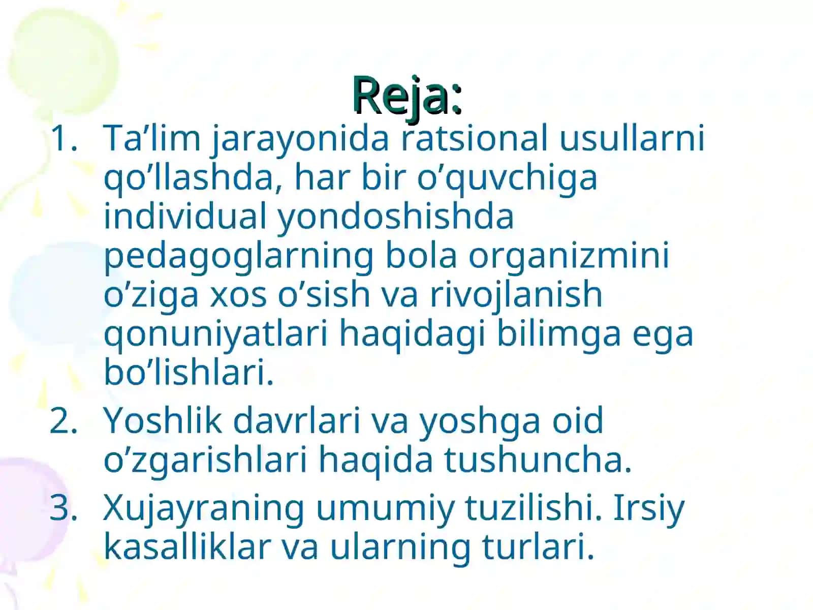 Oʻsish va rivojlanishning umumiy qonuniyatları, organizm va muhit 2