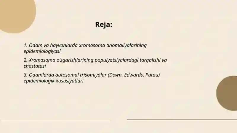 Odamlar va hayvonlar xromosomalarining epidemiologik xususiyatlari 2