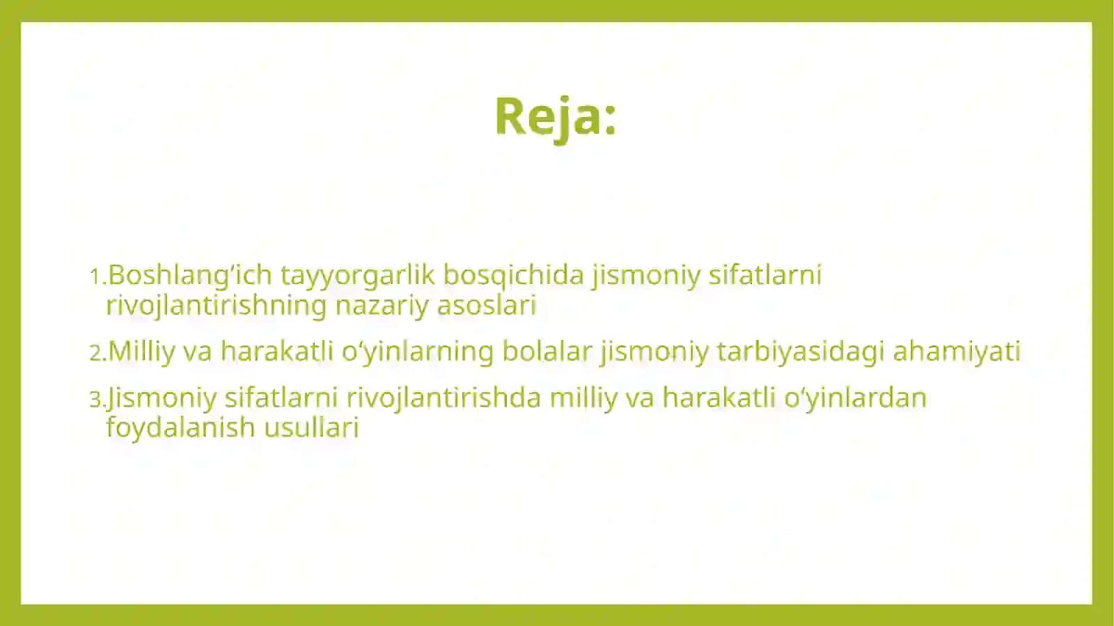 Boshlang'ich tayyorgarlik bosqichida jismoniy sifatlarni rivojlantirishda milliy va harakatli o'yinlardan foydalanish qobiliyatini shakllantirish 2