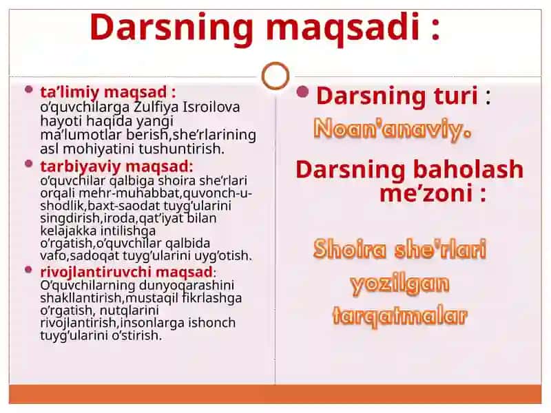 Zulfiyaxonim she’rlari va ularning tahlili. 2