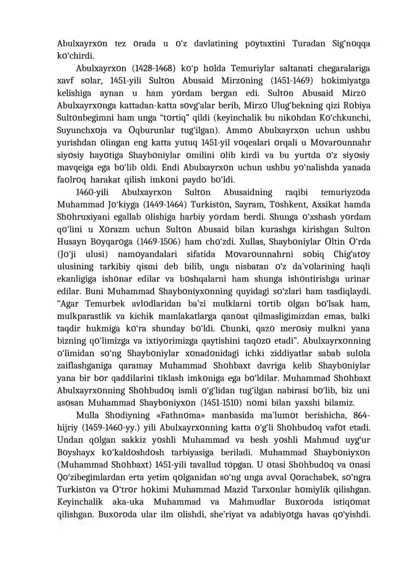 MΟVARΟUNNAHRDA SHAYBΟNIYLAR SULΟLASI HUKMRΟNLIGINING Ο‘RNATILISHI 2